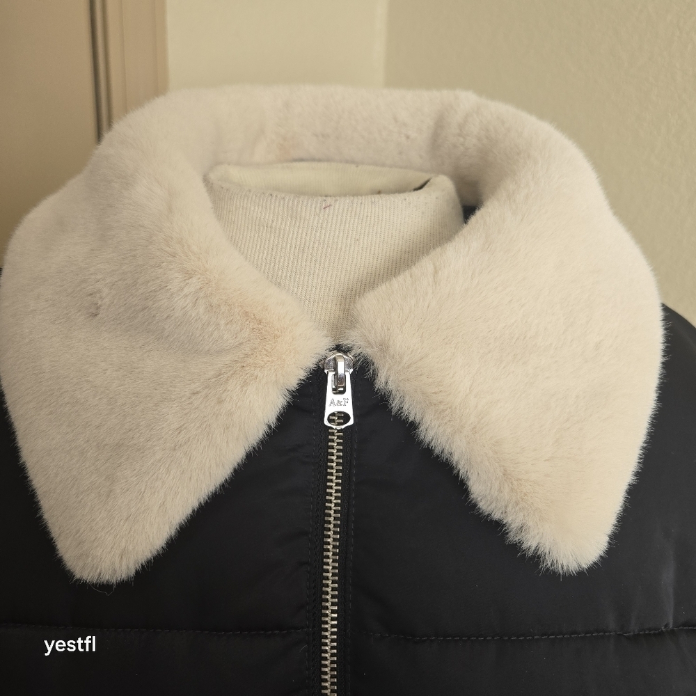 A&F Abercrombie and Fitch Ultra Collection Faux Fur Puffer Zip-Up Jacket L - Picture 3 of 9